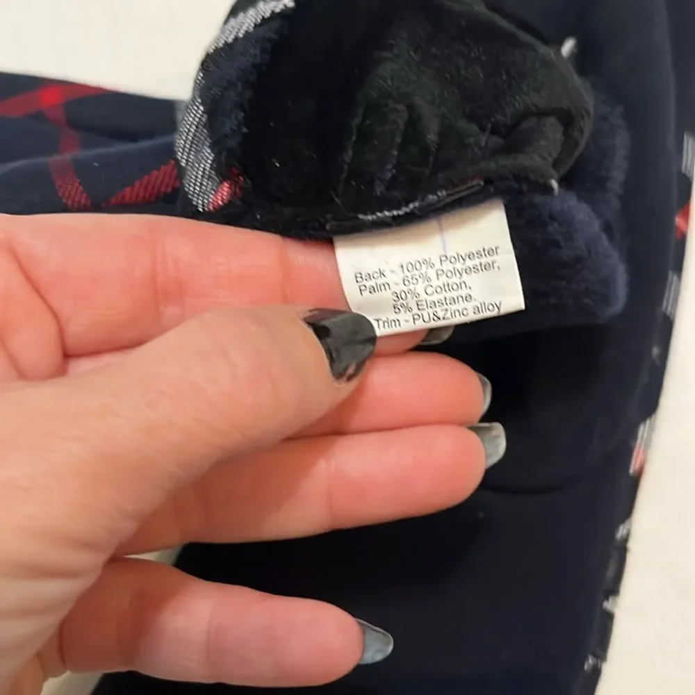 Heritage of Scotland Buckle Tartan Plaid Navy Tech Gloves Women OS NWOT Twee